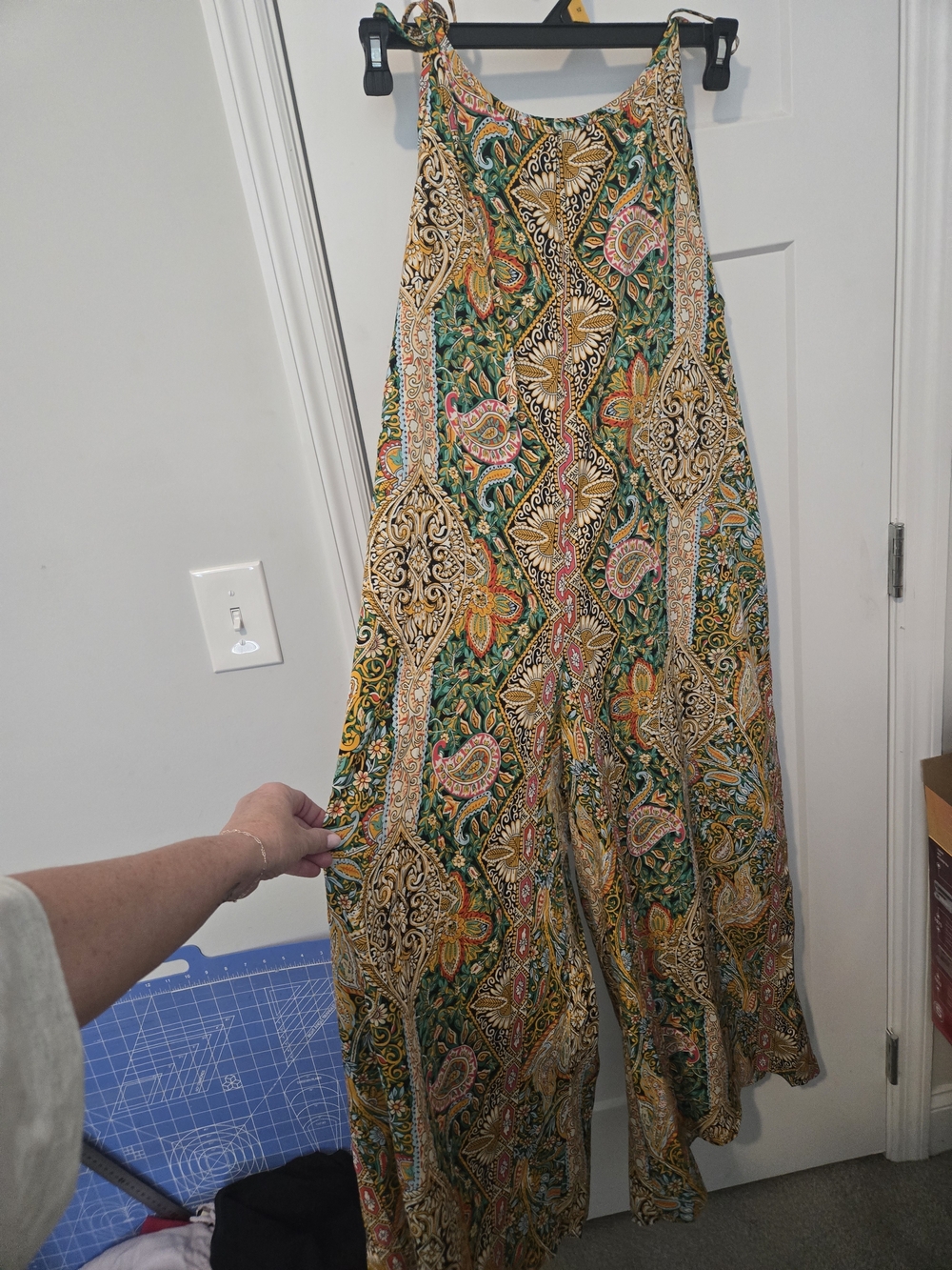SHEIN Green Paisley Print Jumpsuit